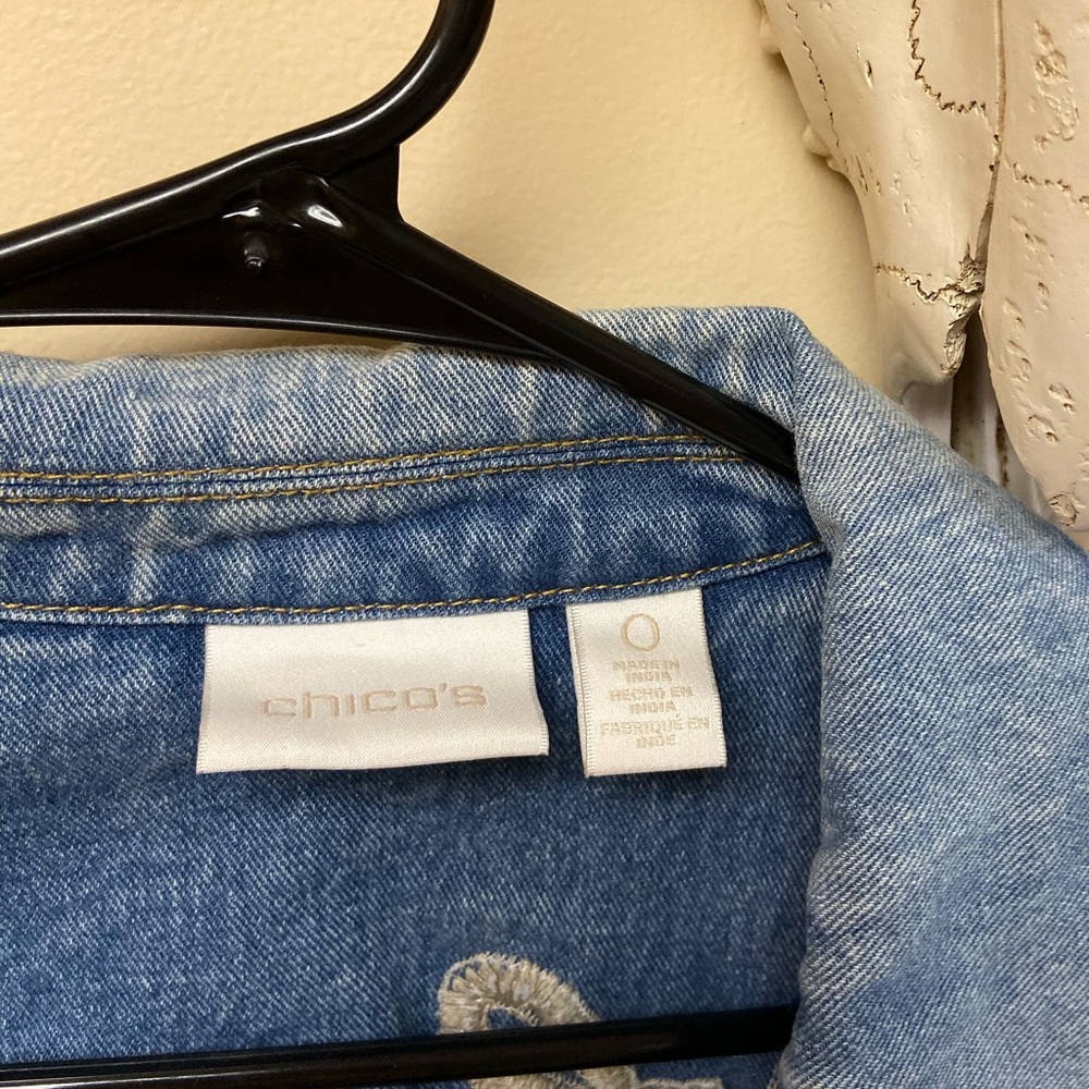 Chico’s Embroidered Denim Jacket - Picture 3 of 7